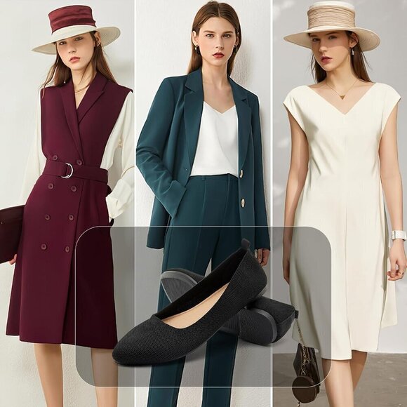 Shupua Flat Shoes Women Black Mesh Pointed Toe Slip on Ballet Comfortable Shoes - Picture 6 of 7